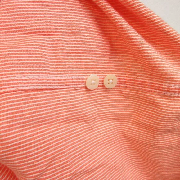 Abercrombie & Fitch Cotton Short Sleeve Seersucker Shirt Size L Salmon Orange - Picture 5 of 11
